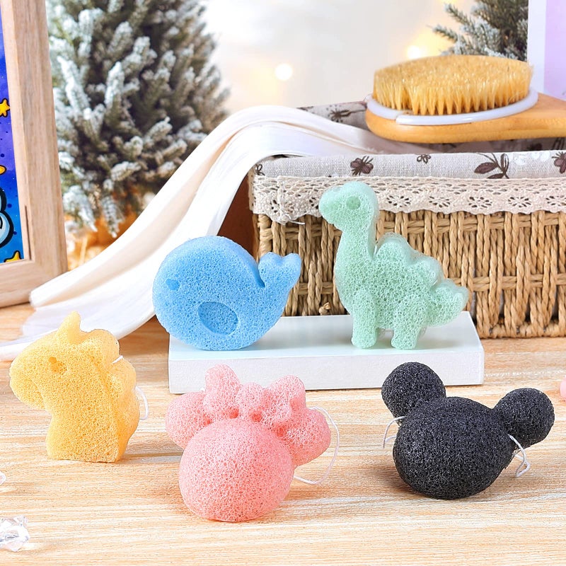KECUCO Konjac Baby Bath Sponge for Bathing, Classic Shapes Natural Bath Sponges for Infants, Toddler, Newborns, Natural and Safe Plant-Based Konjac Baby Bath Accessories, 5PCS (Set-1) - Image 2